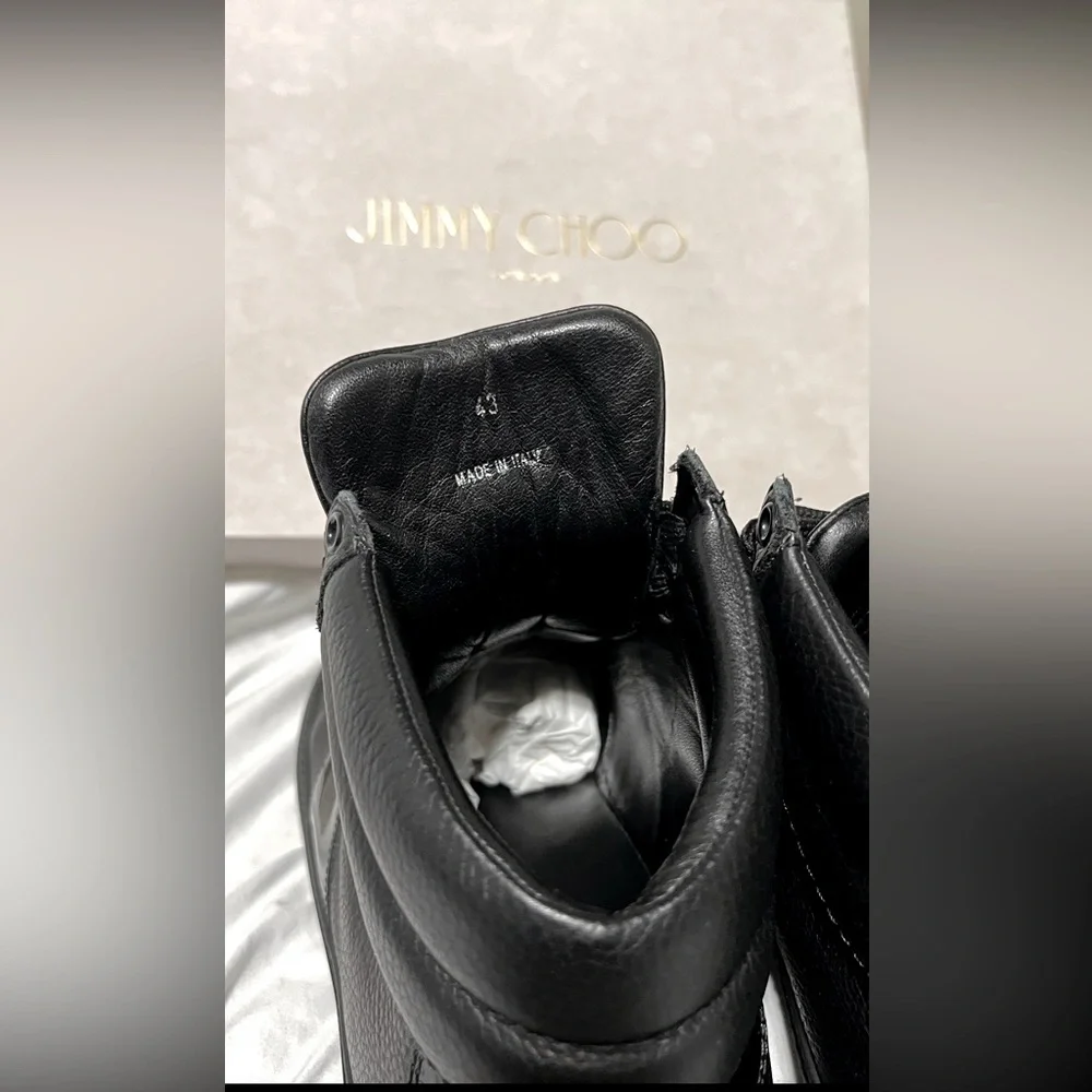 Jimmy Choo Belgravi Black High Top Sneakers Size 43 US Size 10 - Picture 6 of 8